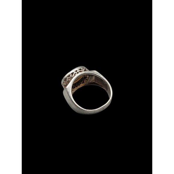 Sterling Silver Mens Opal Ring 925 SIZE 7.25" 4.3mm Thick Band Large Opal Gem - Picture 12 of 16